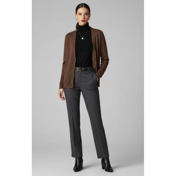 August Silk Brown Cardigan Preppy Sweater M Womens Silk Blend - Picture 9 of 12